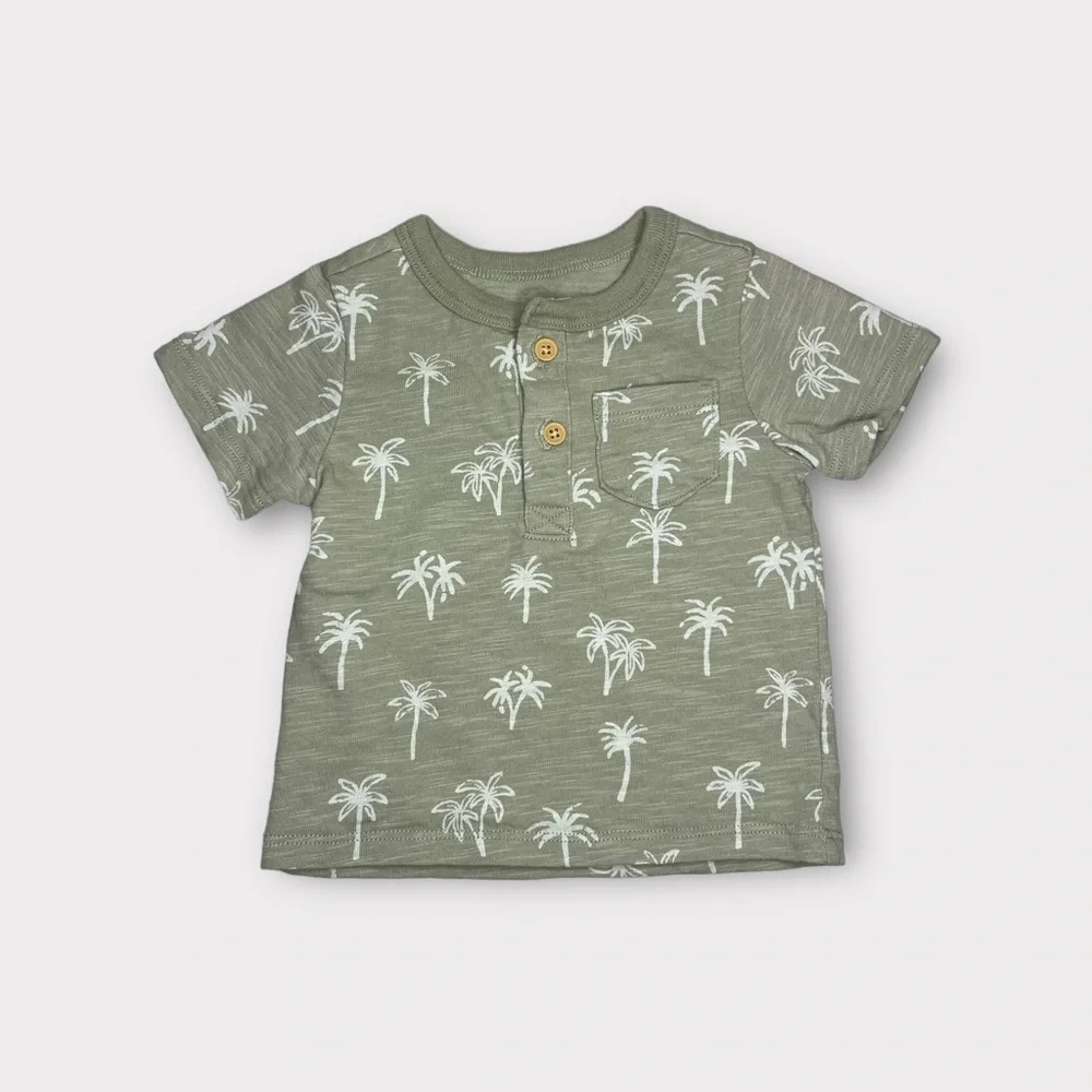 Little Co. By Lauren Conrad Palm Tree Pattern Pale Green Organic Shirt